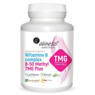 Witamina B Complex B-50 Methyl TMG PLUS Aliness 100 kapsułek wege suplement diety