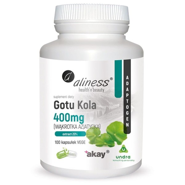 Gotu Kola (Centella asiatica, wąkrotka azjatycka) 400 mg x 100 Vege caps suplement diety