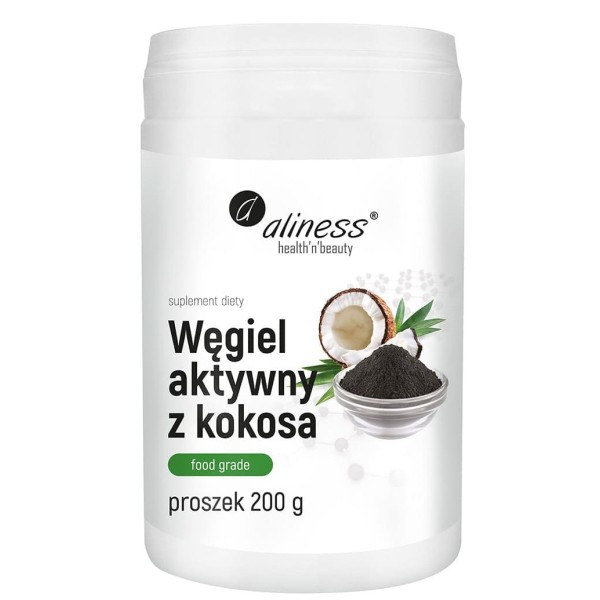 Węgiel aktywny z kokosa " FOOD GRADE" proszek 200 g Aliness suplement diety