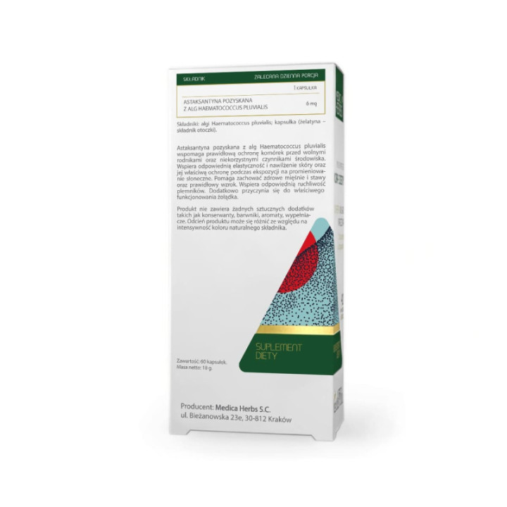 Astaksantyna 6 mg Medica Herbs 60 kapsułek suplement diety