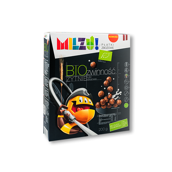 BIO Płatki żytnio-owsiane kakaowe Milzu ZWINNOŚĆ 200 g