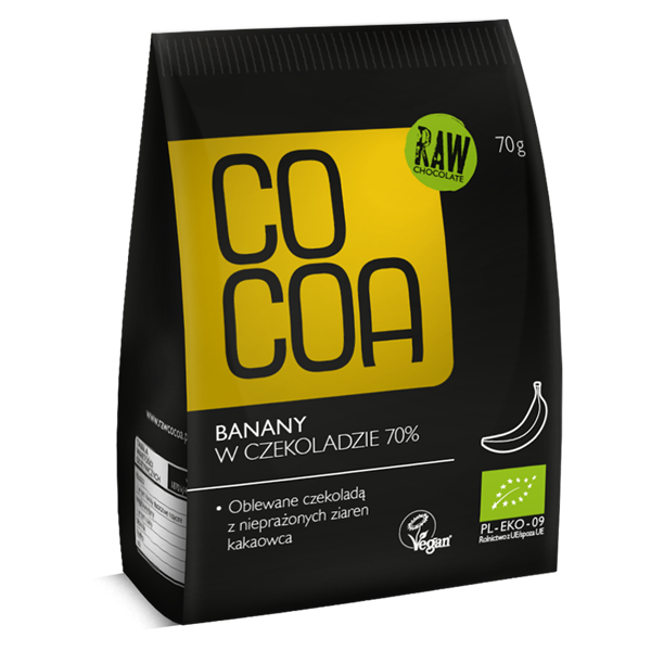 BIO Banany w surowej czekoladzie 70% CoCoa