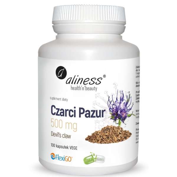 Czarci Pazur (Devil’s claw) 500 mg x 100 VEGE kapsułek Aliness suplement diety