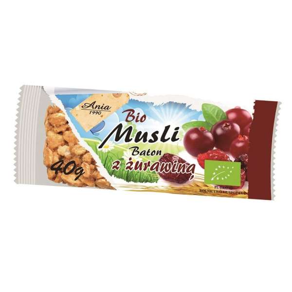 BATON MUSLI Z ŻURAWINĄ BIO 40 g - BIO ANIA