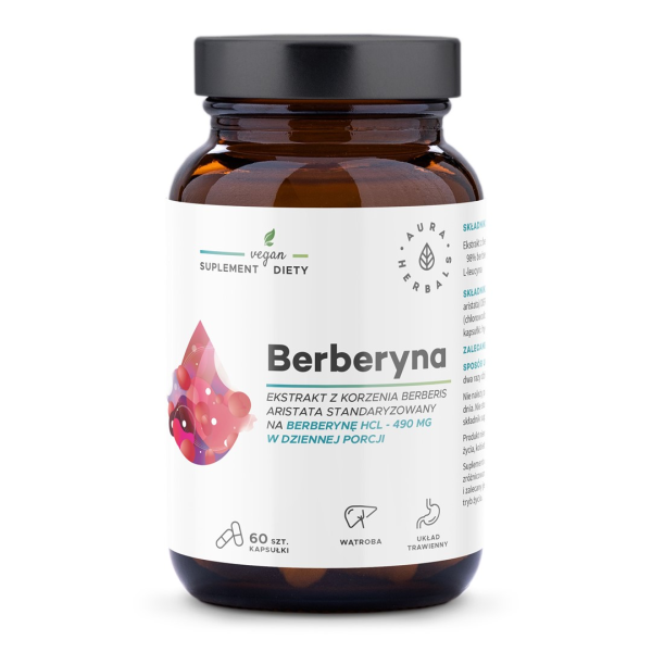 AURA HERBALS Berberyna 490 mg, 60 kaps - Berberis aristata suplement diety