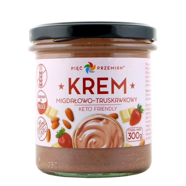 Krem migdałowo-truskawkowy KETO 300 g PIĘĆ PRZEMIAN