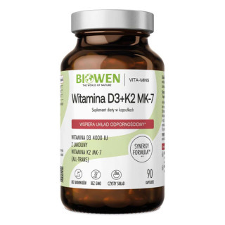 Biowen Witamina D3 + K2 90 kapsułek – 4000 IU + MK-7 | Zdrowy Sklep